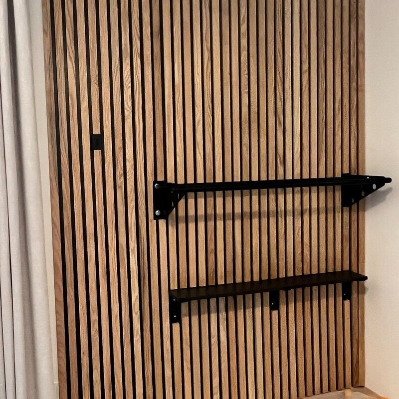 Gym Feature Wall with Wood Panels